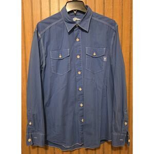 Tommy Bahama Shirt Men Sz‎ M Blue Chambray Long Sleeve Button Up Pockets